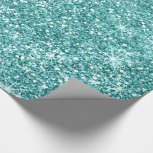 Sparkles - Blauwgroen 1 Faux Glitter Cadeaupapier