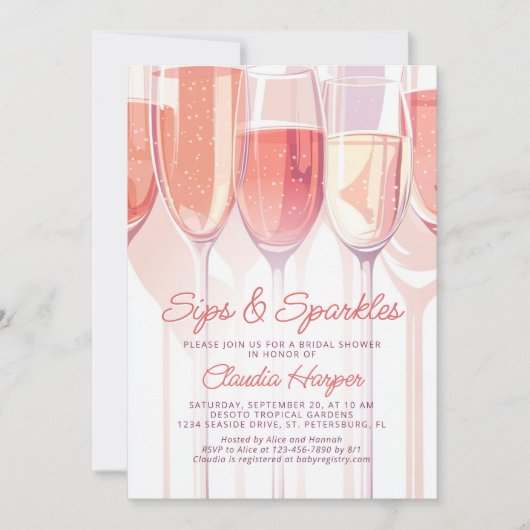 Sparkles Champagne Bruids Douche Uitnodiging (Voorkant)