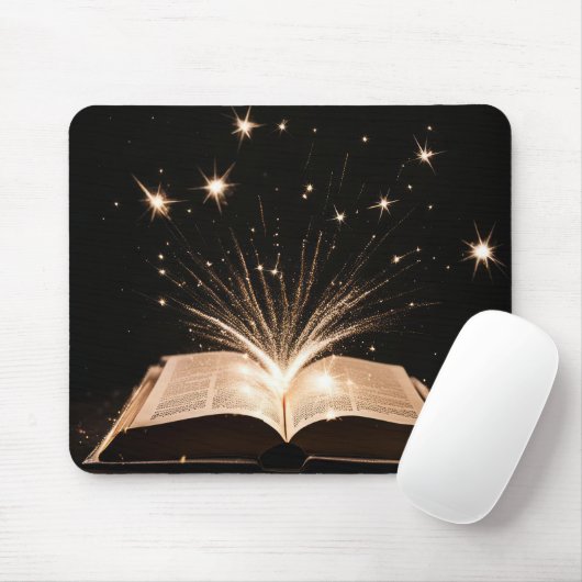 Sparkles exploding uit open boek muismat (Met muis)