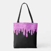 Sparkles Glitter roze zwart monogram Draagtas (Achterkant)