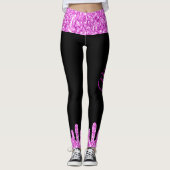 Sparkles Glitter roze zwart monogram Leggings (Voorkant)