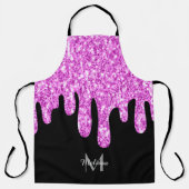 Sparkles Glitter roze zwart monogram Schort (Voorkant)