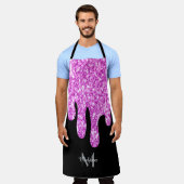 Sparkles Glitter roze zwart monogram Schort (Gedragen)