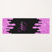 Sparkles Glitter roze zwart monogram Yogamat (Voorkant (horizontaal))