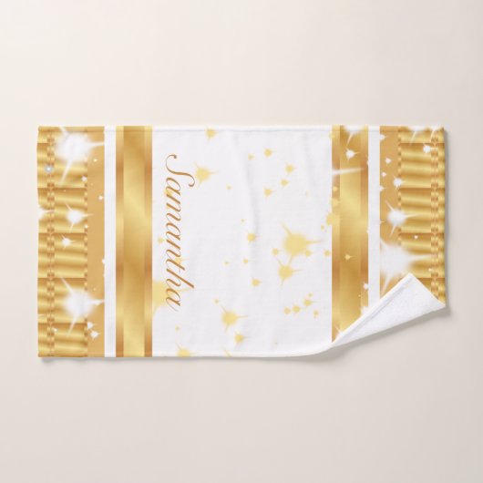 Sparkles gouden en witte scriptnaam bad handdoek (Handdoek)