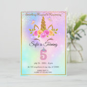 Sparkles Magique Unicorn 5e invitation anniversair (Debout devant)