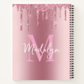 sparkles Pink glitter monogram name girly Notitieboek (Achterkant)