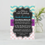 Sparkles & Polka Dots Birthday Uitnodiging (Staand voorkant)