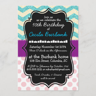 Sparkles & Polka Dots Birthday Uitnodiging