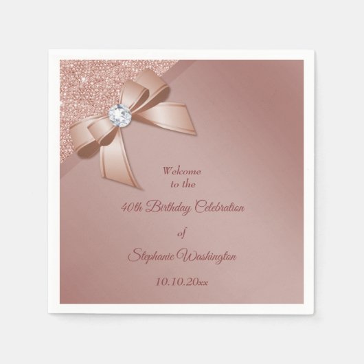 Sparkles & Roos Gold Glamor Birthday Party Servet (Voorkant)