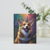 Sparkles the Unicorn Corgi - Rainbow Briefkaart (Staand voorkant)