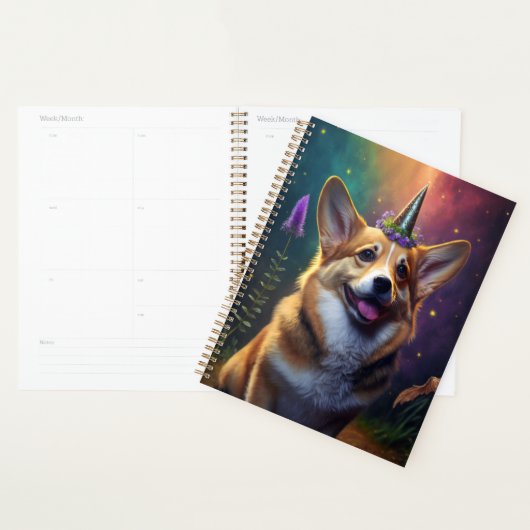 Sparkles the Unicorn Corgi - Rainbow Planner (Display)