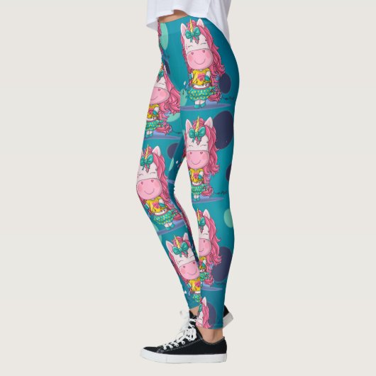 Sparkles Unicorn Party Blue Stippen Leggings (Links)