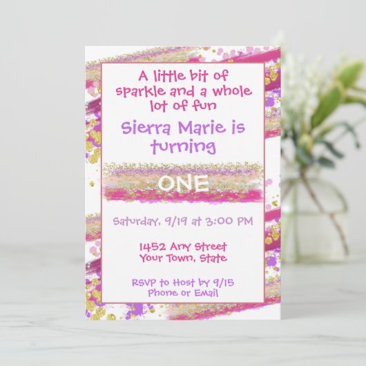 Sparkles verjaardagsuitnodiging kaart (Staand voorkant)