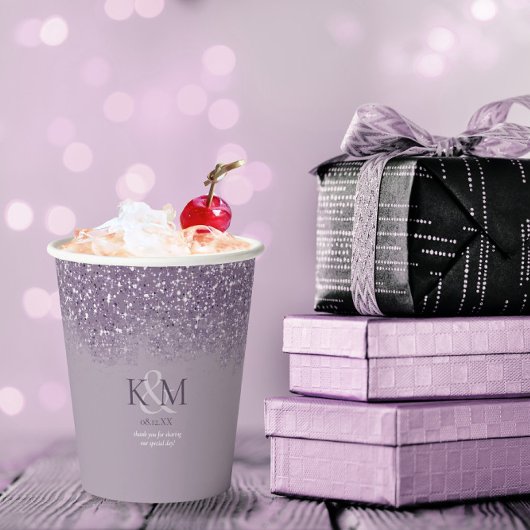 Sparkles Wedding Initialen Mauve ID889 Papieren Bekers