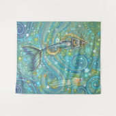 Sparkles Zee Zeemeermin en kwal Wall Hanging Wandkleed (Voorkant (horizontaal))