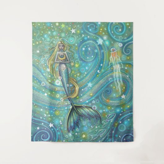 Sparkles Zee Zeemeermin en kwal Wall Hanging Wandkleed (Voorkant)