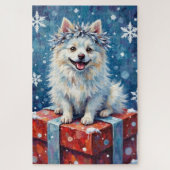 Sparkling American Eskimo Dog Festive Gift Cushion Legpuzzel (Verticaal)