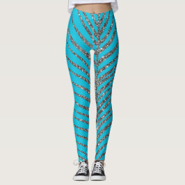 Sparkling Aqua Blue Glitter Leggings