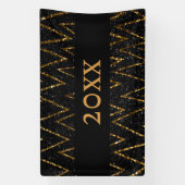 Sparkling Black Gold Chevron Nieuwjaarstelling Spandoek (Verticaal)