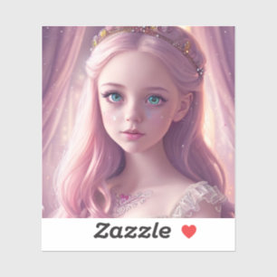 Sparkling Blue Eyed Prinses Meisje Sticker