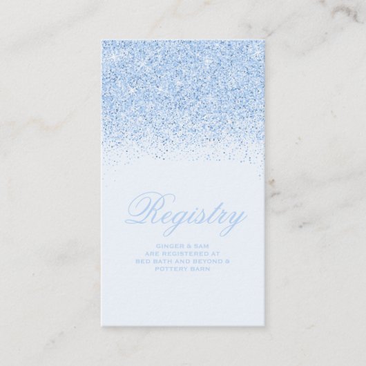 Sparkling Blue Glitter Wedding Registry Kaart (Voorkant)