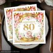 Sparkling Blush Bloemen 80ste Verjaardag Party Ser Servet