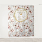 Sparkling Blush Floral Birthday Party Backdrop Wandkleed (Voorkant)