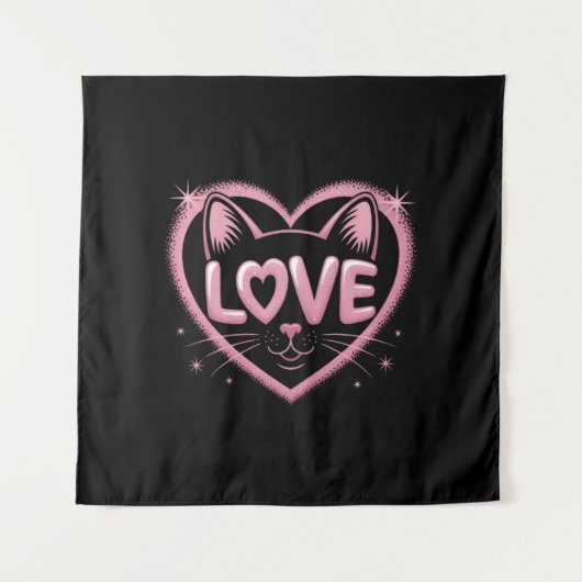 Sparkling Cat Love Wandkleed (Voorkant)