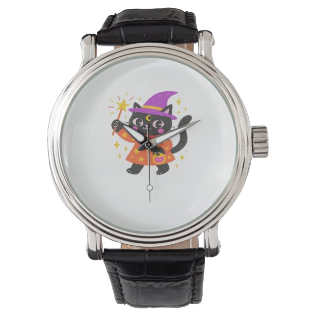 Sparkling Celestial Kat Witch Classic T-shirt Horloge (Voorkant)
