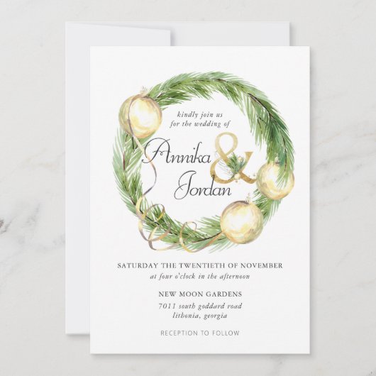 Sparkling Cheer Greenery Faire-part de mariage Wre (Devant)