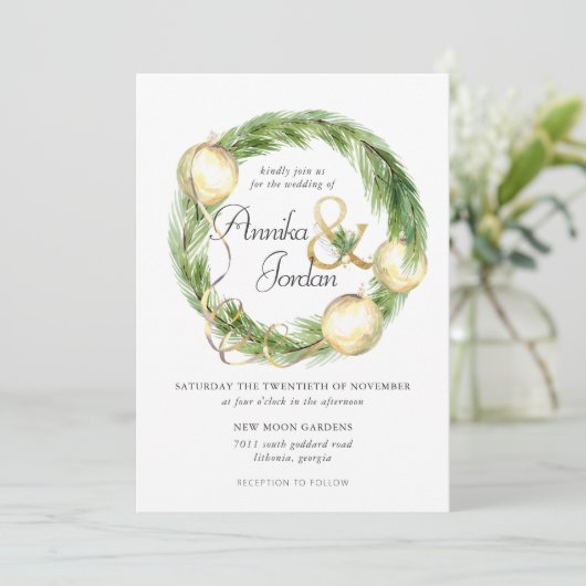 Sparkling Cheer Greenery Faire-part de mariage Wre (Debout devant)