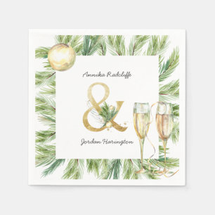 Sparkling Cheer Winter Groene Decoratie Monogram Servet
