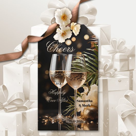 Sparkling Cheers Feestelijke Trouwcadeau Label Cadeaulabel