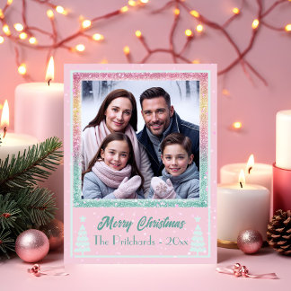 Sparkling Christmas Family Foto Vakantie Briefkaar Feestdagenkaart