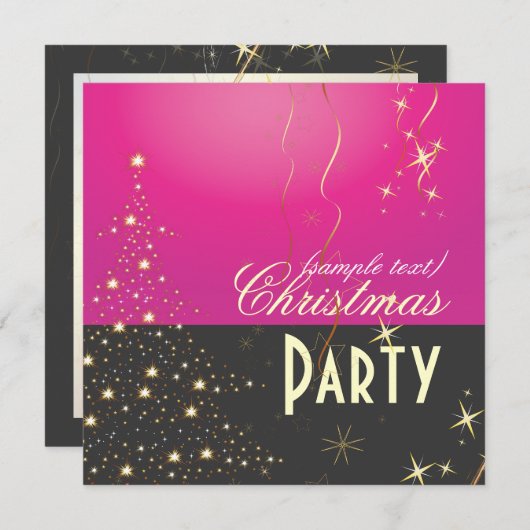 Sparkling Christmas Tree / Invitations pour la fêt (Devant / Derrière)