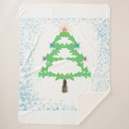 Sparkling Christmas Tree Sherpa Blanket Deken