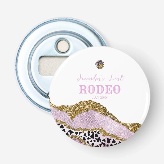 Sparkling Disco cowgirl Bachelorette, gouden glitt Button Flesopener (Voorkant)