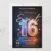 Sparkling Disco Sweet 16 verjaardagsfeest Kaart (Voorkant)