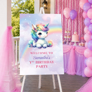 Sparkling Eenhoorn Pastel Kleuren Meisje Verjaarda Poster