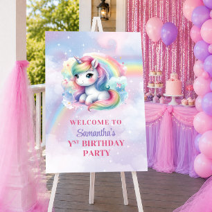 Sparkling Eenhoorn Pastel Magische Meisje Verjaard Poster