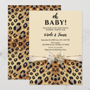 Sparkling Glam Luipaardprint Baby Shower Kaart