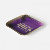 Sparkling Glitter Paarse en Gouden Verjaardagsfees Papieren Bordje (Gebogen)