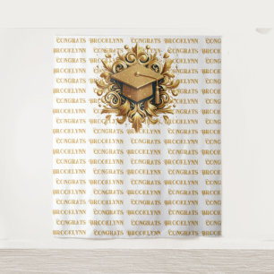 Sparkling Gold Glitter Afstuderen Stap en Herhaal Wandkleed
