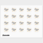 Sparkling gold thank You Classic Round Sticker (Feuille)
