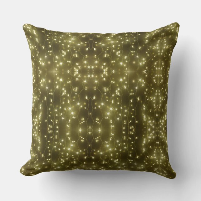Sparkling Golden Lights Throw Pillow Kussen (Voorkant)