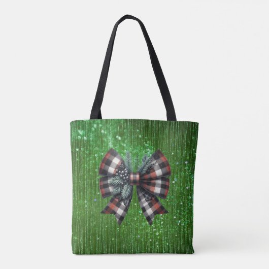Sparkling Green Big Plaid Black Bow Draagtas (Achterkant)