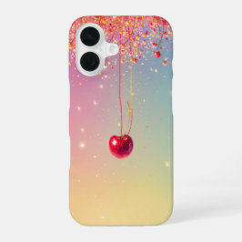 Sparkling Heart & Cherry Romantic Phone Case iPhone 16 Hoesje