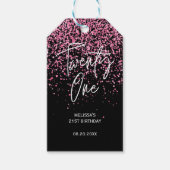 Sparkling Heet Roze Glitter Zwart 21e Verjaardag Cadeaulabel (Voorkant)