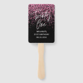 Sparkling Heet Roze Glitter Zwart 21e Verjaardag Handwaaier (Achterkant)